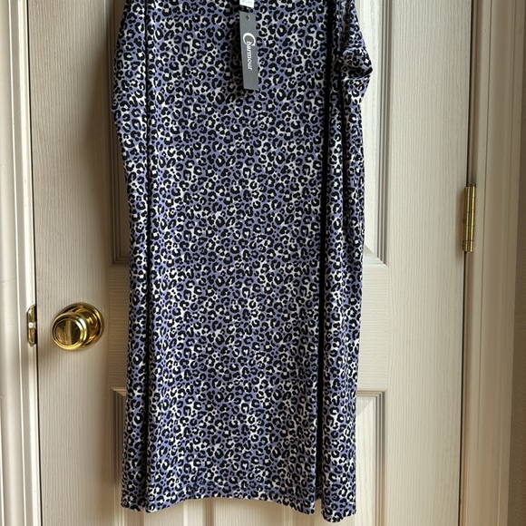 NWT CHARMOUR COOL PURPLE BLACK BEIGE ANIMAL PRINT CHEMISE PJ GOWN 2X - Picture 3 of 8